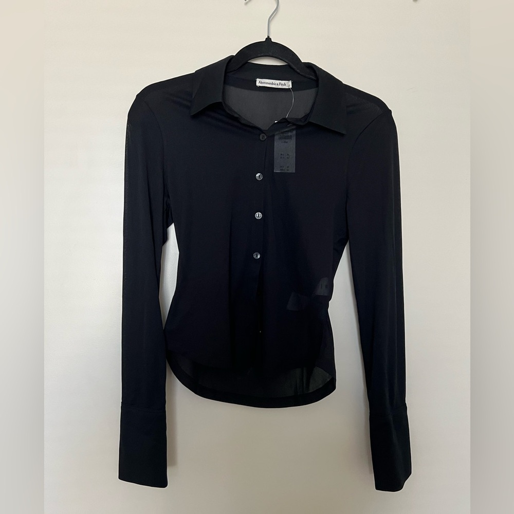 A&F sheer polo button shirt